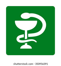 Snake Cup vector icon. Style is flat rounded square button, white and green colors, white background.