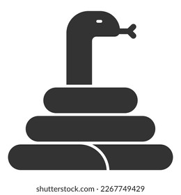 The snake curled up and raised its head in an attack - icon, illustration on white background, glyph style