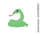 snake cute animal reptile vector green symbol sign icon emoji illustration