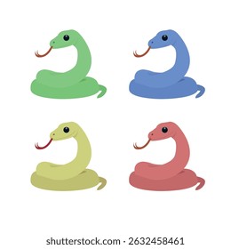 snake cute animal reptile vector green symbol sign icon emoji illustration