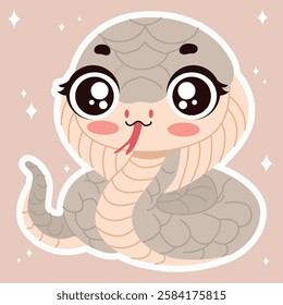 Snake. Cute snake Chinese New Year. Vector illustration. Chibi style. Chinese traditional 12 zodiac animals.