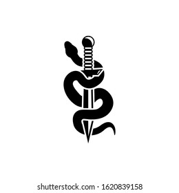 snake and dagger. vector illustration of snake