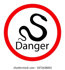Snake danger, red round sign on white background for design, vector illustration