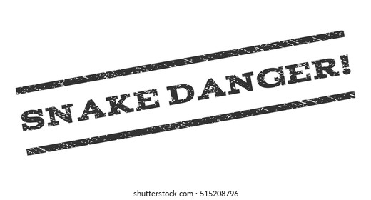 Snake Danger! watermark stamp. Text caption between parallel lines with grunge design style. Rubber seal stamp with dust texture. Vector color ink imprint on a white background.