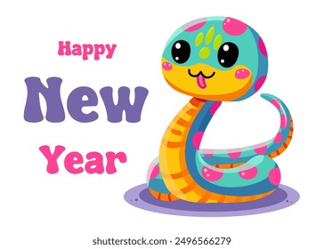 Snake design happy new year 2025. Design for poster, banner, greeting, celebration 2025