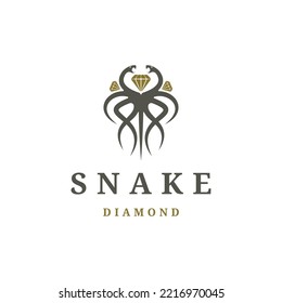 Snake diamond logo icon design template vector