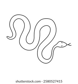 Snake in doodle style. Snake hand drawn line art. An Intricate and Artistic Representation Depicting a Wavy and Flowing Form of a Snake