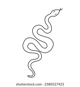 Snake in doodle style. Snake hand drawn line art. An Artistic Illustration of a Wavy Outline Depicting a Stylized Snake for Creativity and Art