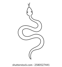 Snake in doodle style. Snake hand drawn line art. Adorable and charming illustration of a cartoon snake that is both cute and fun