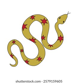 Snake in doodle style on a white background. Trendy design. Symbol of the year of the snake according to the Chinese calendar