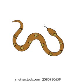 Snake in doodle style on a white background. Trendy design. Symbol of the year of the snake according to the Chinese calendar.