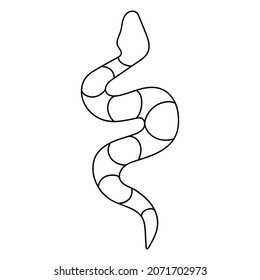 Serpiente en estilo doodle, imagen simple, lineal de una serpiente que se retorna, icono de contorno