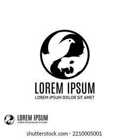 Snake and dove abstract logo design template