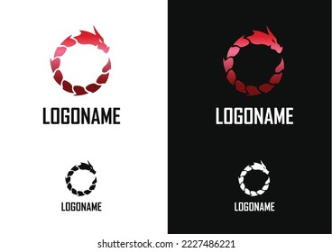 Snake dragon circle logo design