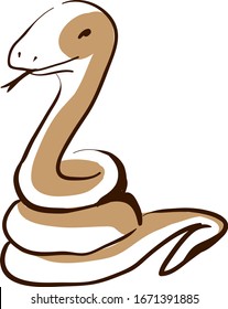 Snake drawing, illustration, vector on white background.