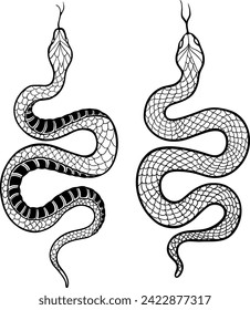 snake drawing linew art simple vector  tattoo oldschool