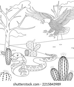 Snake and Eagle Desert Animals Coloring Pages
