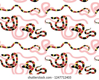 Snake Eastern Coral Background Seamless Wallpaper
