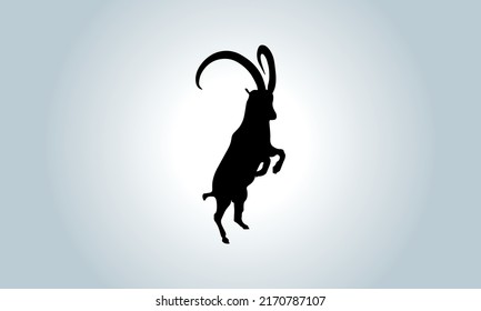 Snake Eater Markhor (Capra falconeri) Mountain goat. Head black and white vector design. Can be used for logo and tattoo