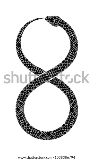 ヘビは無限の印の形で自分のしっぽを食べる ウロボロス記号タトゥーデザイン 白い背景にベクターイラスト のベクター画像素材 ロイヤリティフリー