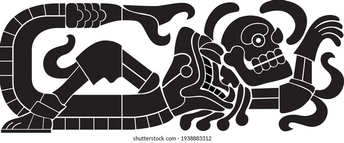 Snake eating a man from the coatepantli of Tula Mexico