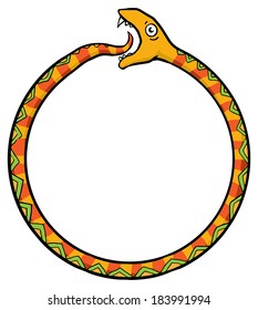 Snake eating it's own tail, the symbol of continuity, vector illustration 