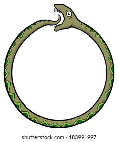 Snake eating it's own tail, the symbol of continuity, vector illustration 