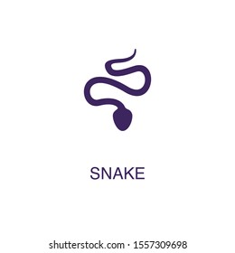 Snake element in flat simple style on white background. Snake icon, with text name concept template