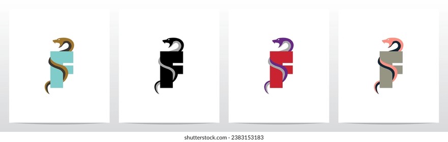 Snake Encircling Letter Logo Design F