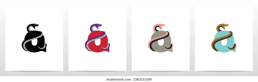 Snake Encircling Letter Logo Design Q