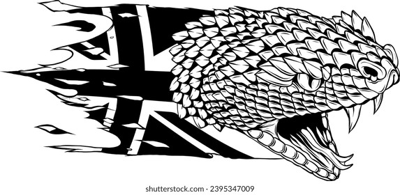 Snake Face Head Vector Design Black
