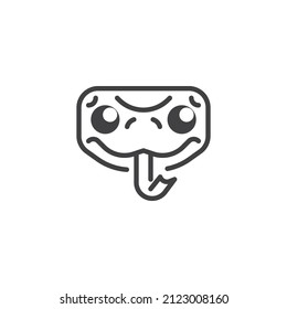 Snake face line icon. linear style sign for mobile concept and web design. Snake with tongue outline vector icon. Symbol, logo illustration. Vector graphics