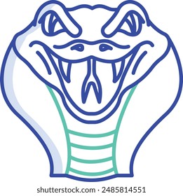 Snake face outline color vector illustration
