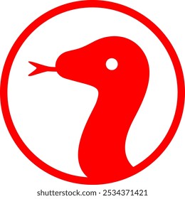 Snake face silhouette illustration in red circle