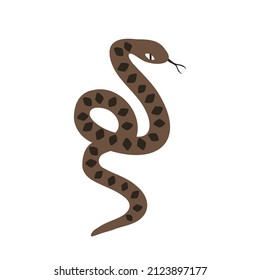 serpiente con estilo dibujado a mano plana. oeste salvaje, desierto. ilustración vectorial aislada en fondo blanco