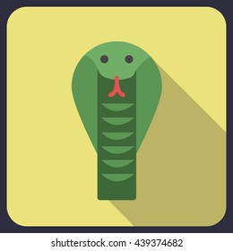 snake flat icon with long shadow