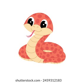 Snake in flat style. Cartoon illustration of a snake on a white background. Kids illustration. Symbol of the year.