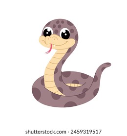 Snake in flat style. Cartoon illustration of a viper on a white background. Kids illustration. Symbol of the year.