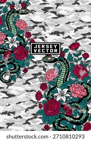 VECTOR DE JERSEY FLORAL Y SERPIENTE PARA FONDO DE SUBLIMACIÓN COMPLETO