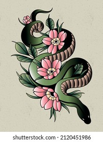 snake flowers japan style beauty