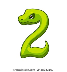 Snake font. Digit 2. Cartoon Two number