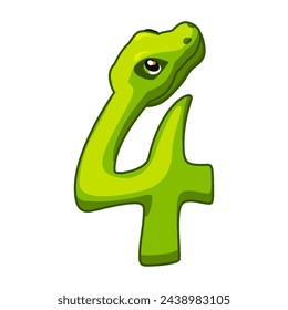 Fuente Snake. Dígito 4. Número cuatro de la caricatura