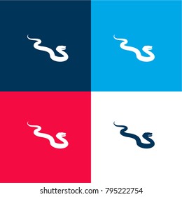 Snake four color material and minimal icon logo set in red and blue