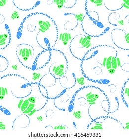 snake and frog seamless pattern