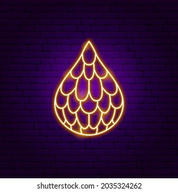 Letrero de Neón con fruta de serpiente. Ilustración vectorial de la promoción tropical.