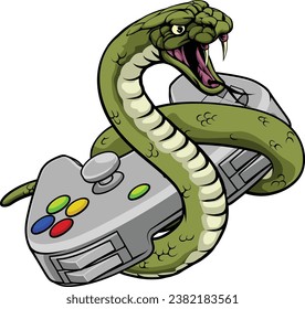 A snake gamer with video game controller sports team animal mascot