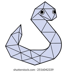 Snake in geometric shapes on white