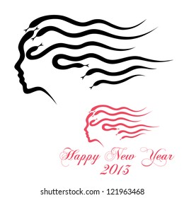 Snake girl - 2013 year of the snake - vector illustration