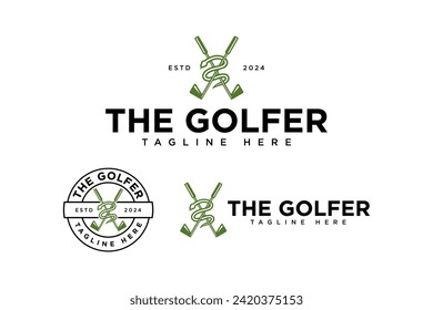 golfista de serpiente con logo de palo golf colección vectorial para golfista, golf y campeón