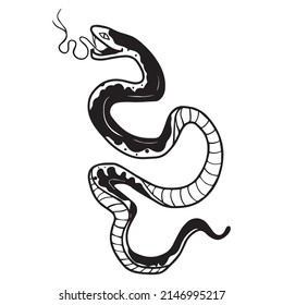 snake graphic design vector illustration, icon, art tattoo sketch, hand draw, print use